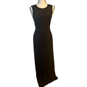 GUC Nadine Long Black Dress Beaded Open Back Maxi Size 3
